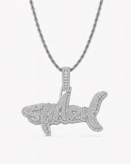 Iced CZ SHARK Pendant Necklace