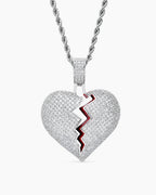 Iced CZ Cracked Heart Pendant Necklace