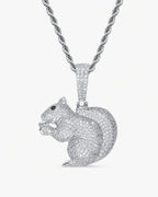 Iced CZ Squirrel Pendant Necklace