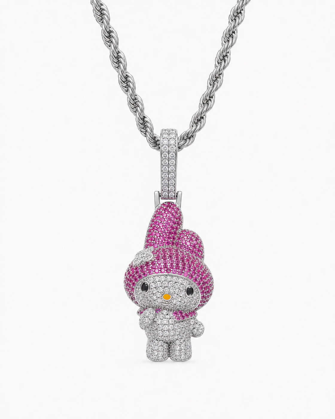 Iced CZ Cartoon Character Pendant Necklace