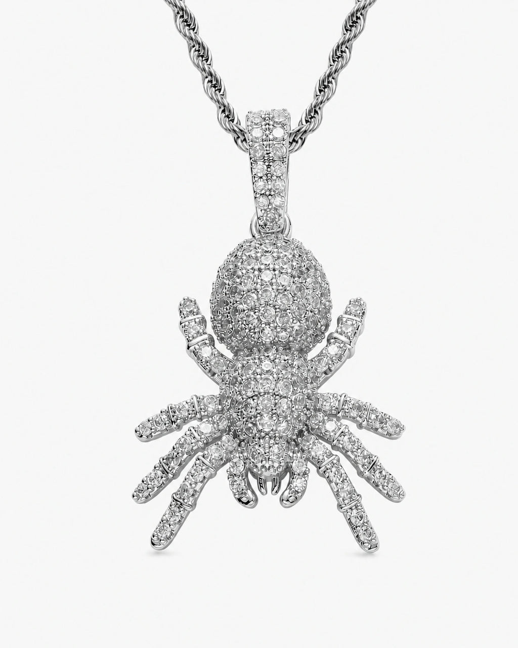 Iced CZ Poisonous Spider Pendant Necklace