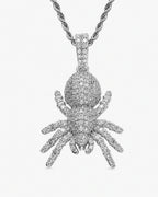 Iced CZ Poisonous Spider Pendant Necklace