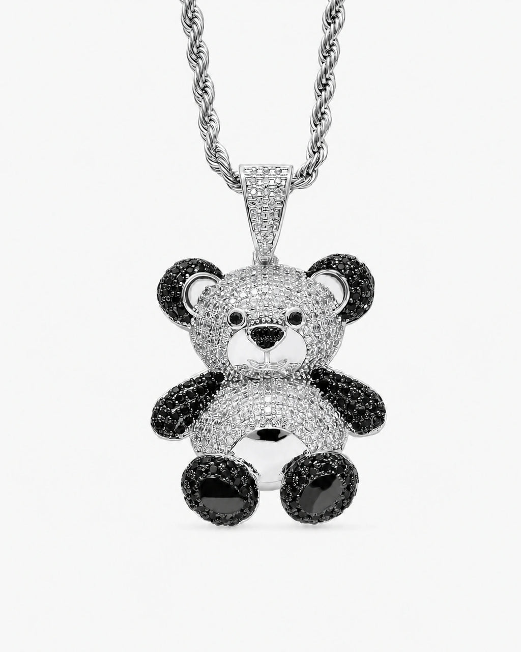 Iced CZ Little Bear Stone-Set Pendant Necklace