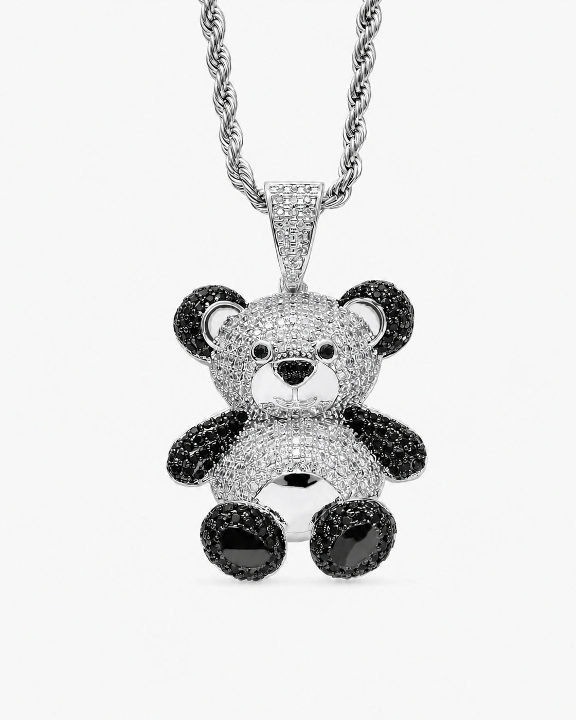 Iced CZ Little Bear Stone-Set Pendant Necklace