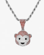 Iced CZ Monkey Face Pendant Necklace