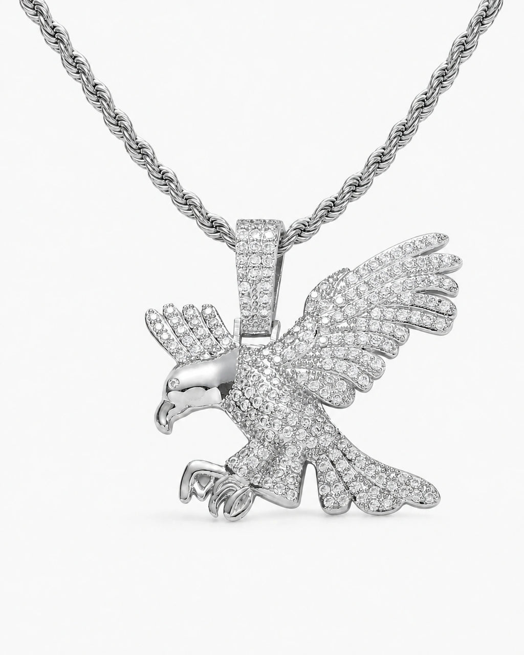 Iced CZ Eagle Pendant Necklace