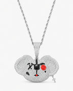 Iced CZ Stone-Set Cartoon Face Pendant Necklace