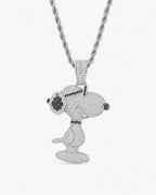 Iced CZ Side-Profile Cartoon Dog Pendant Necklace