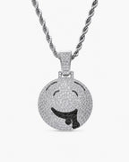 Iced CZ Dripping Smile Pendant Necklace