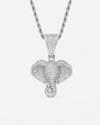 Iced CZ Stone-Set Elephant Pendant Necklace