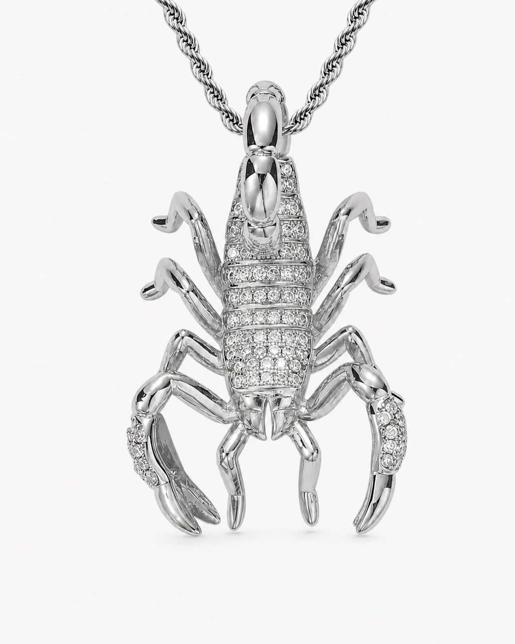 Iced CZ Pave Scorpion Pendant Necklace