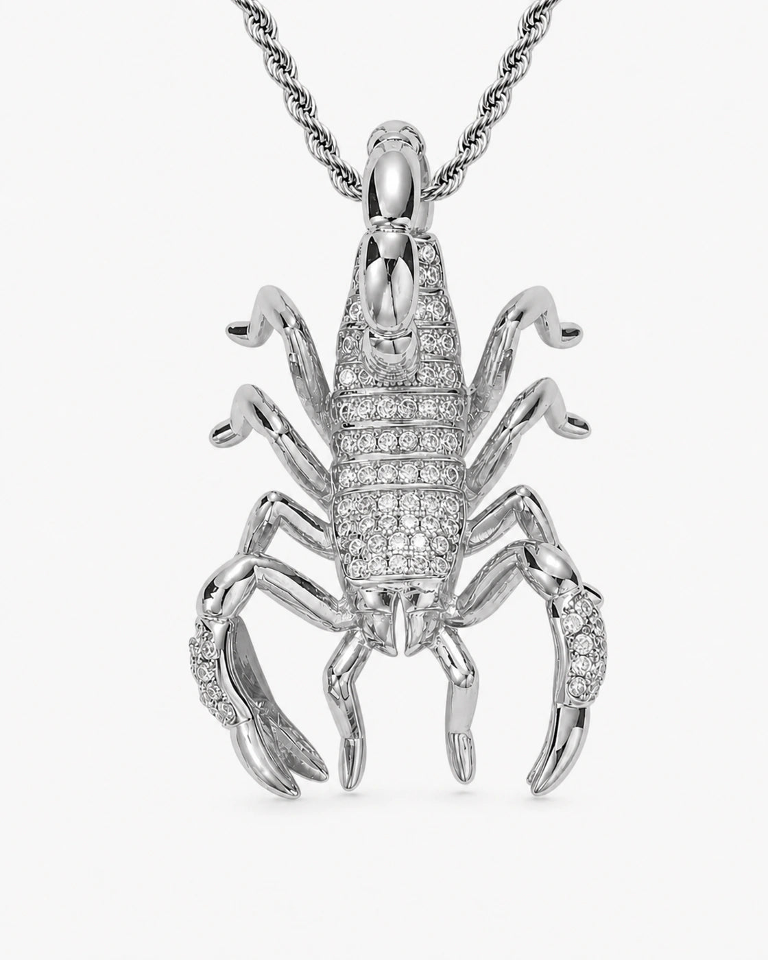 Iced CZ Pave Scorpion Pendant Necklace