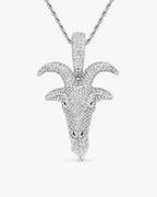Iced CZ Pave Horned Goat-Head Pendant Necklace