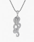 Iced CZ Cobra Spiral Pendant Necklace