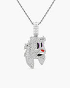 Iced CZ Cartoon Face Pendant Necklace