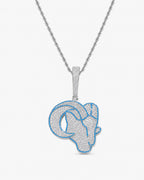 Iced CZ Ram Head Pendant Necklace