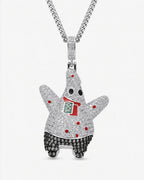 Iced CZ Starfish Character Pendant Necklace