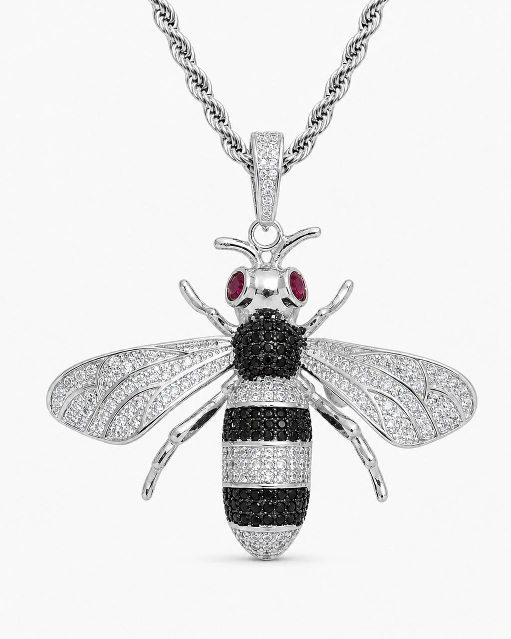 Iced CZ Bee Pendant Necklace