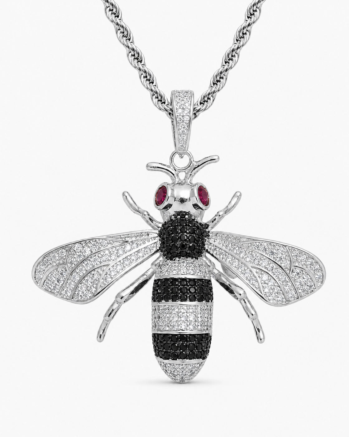 Iced CZ Bee Pendant Necklace