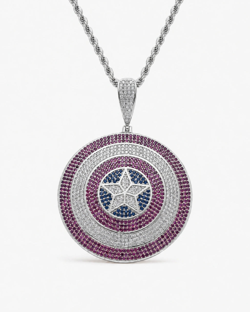 Iced CZ Star Medallion Pendant Necklace