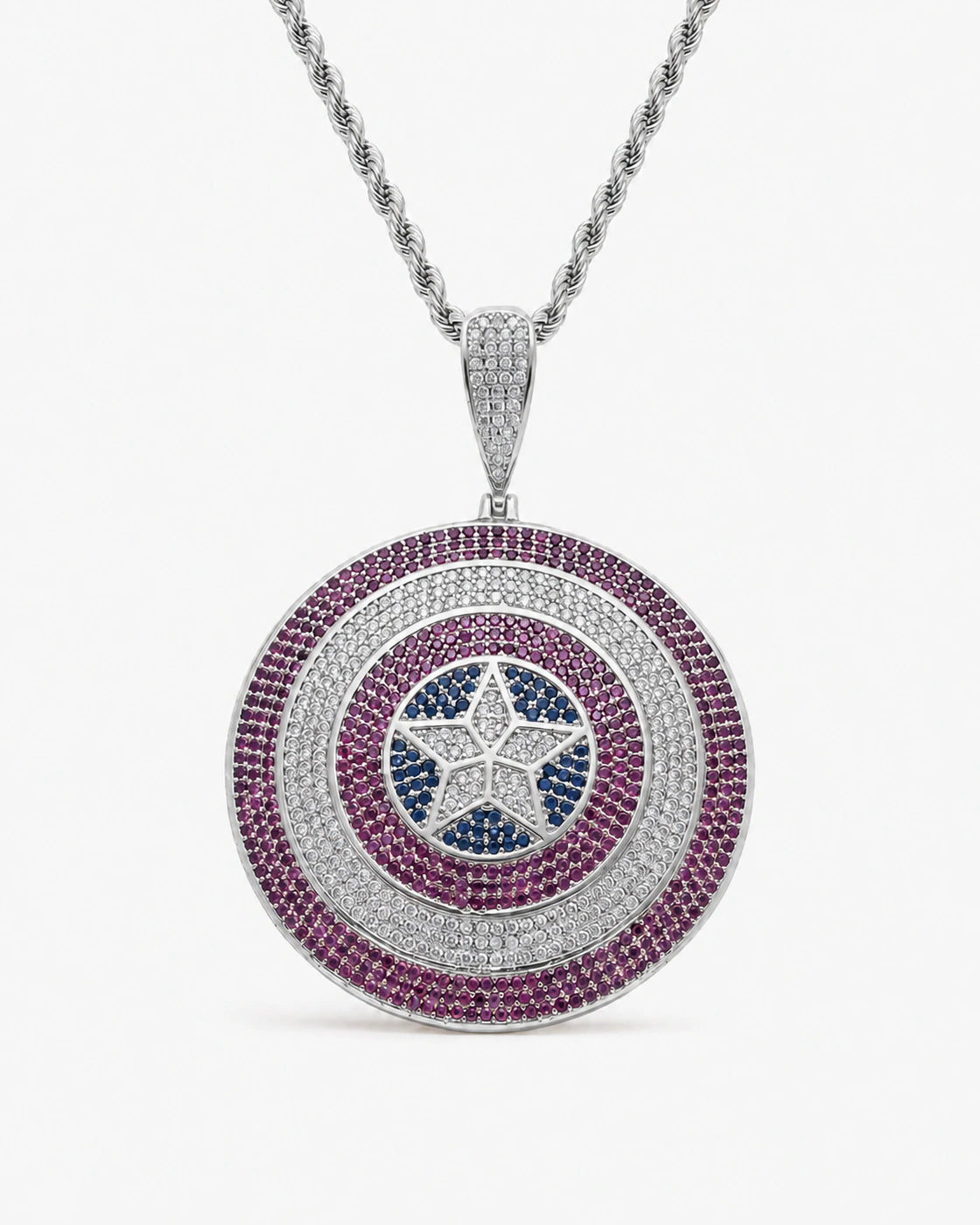 Iced CZ Star Medallion Pendant Necklace