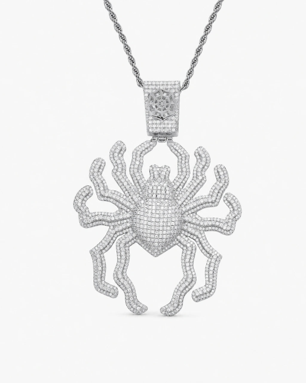 Iced CZ Spider Pendant Necklace