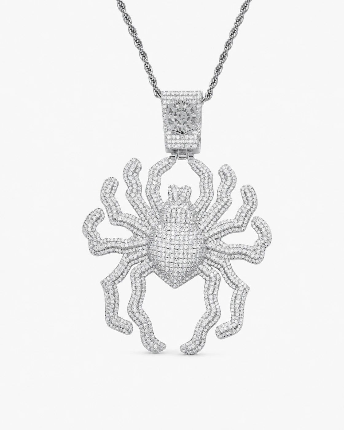 Iced CZ Spider Pendant Necklace