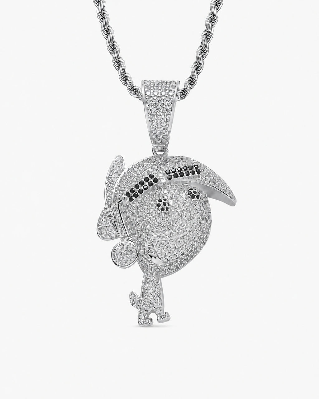 Iced CZ Pave Cartoon Figure Pendant Necklace
