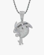 Iced CZ Pave Cartoon Figure Pendant Necklace