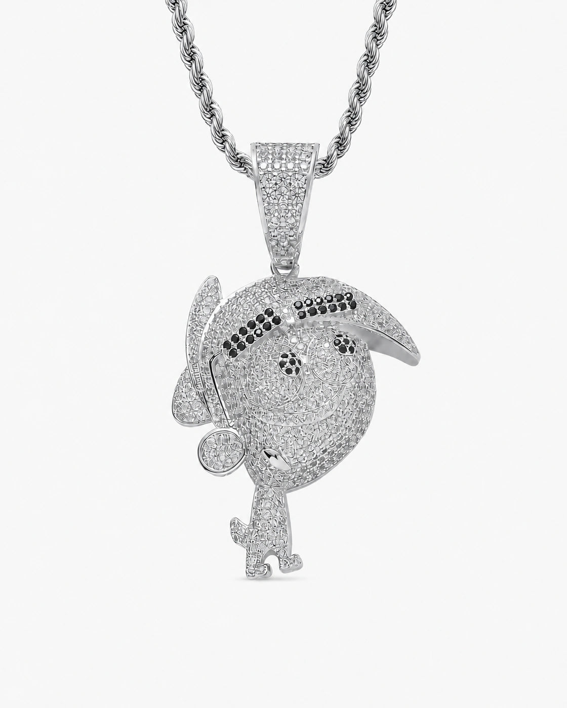 Iced CZ Pave Cartoon Figure Pendant Necklace