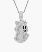 Iced CZ Ghost Pendant Necklace