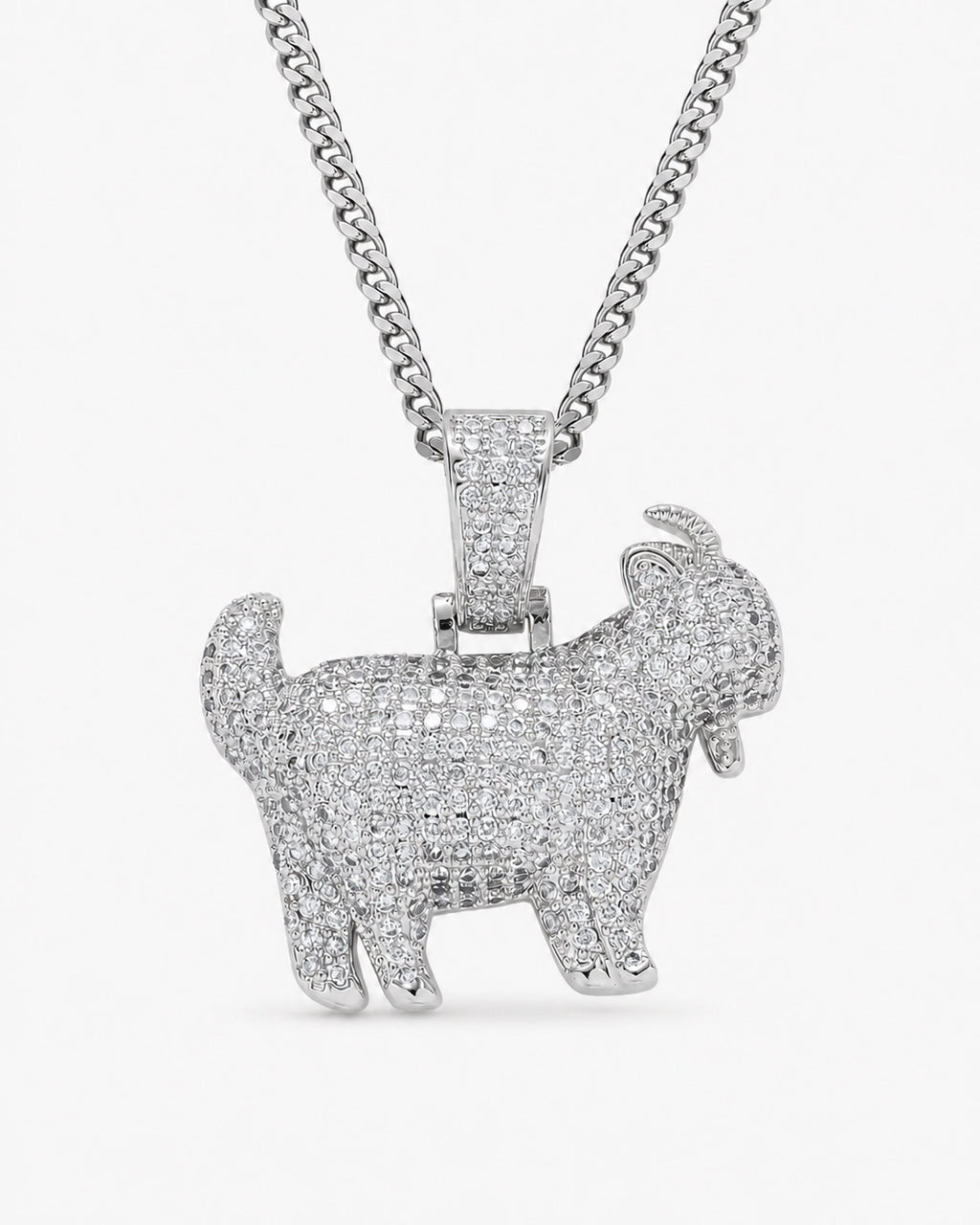 Iced CZ Pave-Style Dog Pendant Necklace