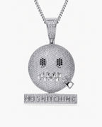 Iced CZ No Snitching Smiley Pendant Necklace