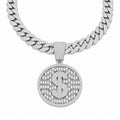 Iced Dollar Pendant Cuban Link Chain