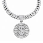 Iced Dollar Pendant Cuban Link Chain
