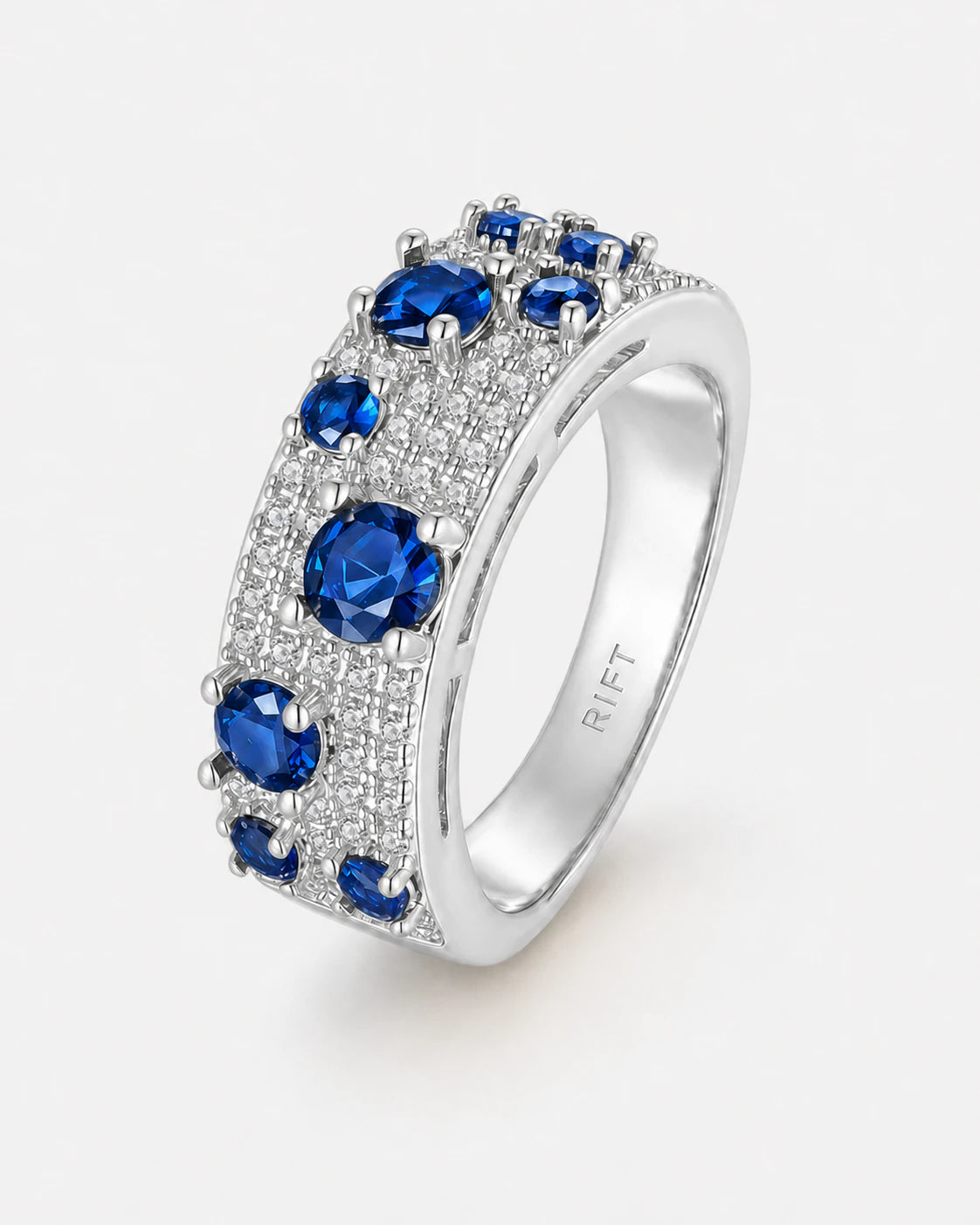 8MM Blue Gem Moissanite Pavé Ring