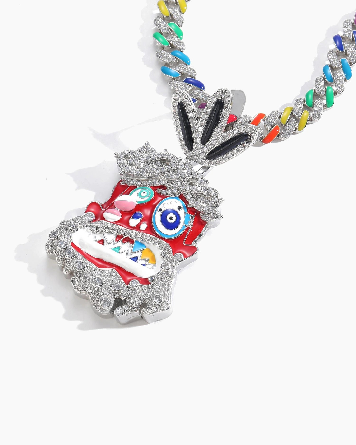 Iced CZ Monster Pendant Necklace – Hip-Hop Streetwear Style