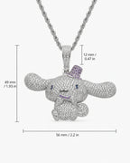 Iced CZ Long-Ear Character Pendant Necklace