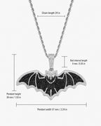 Iced CZ Bat Pendant Necklace