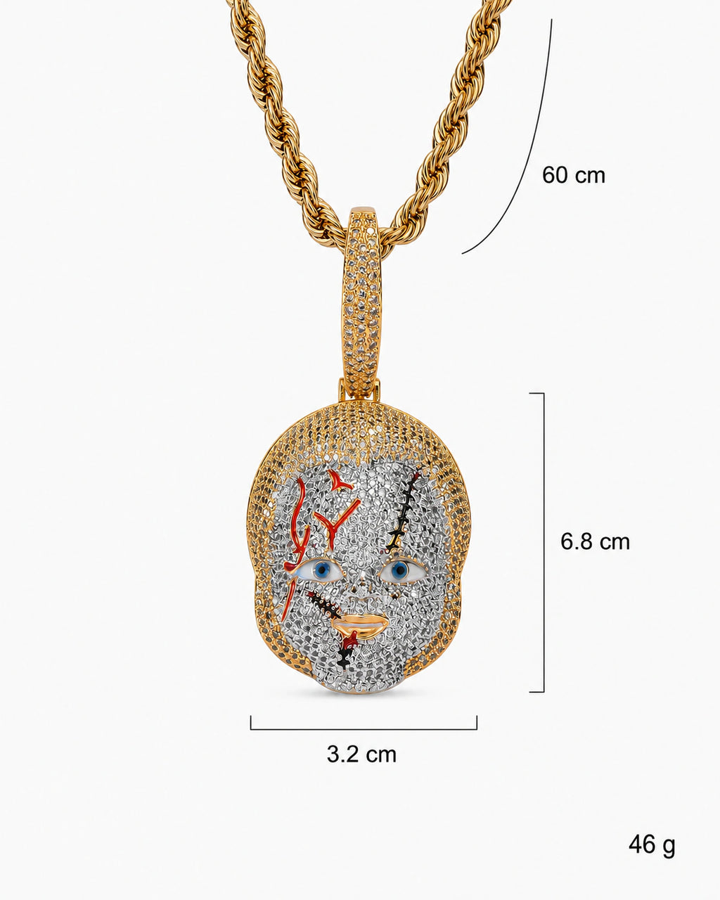 Iced CZ Mask Pendant Necklace