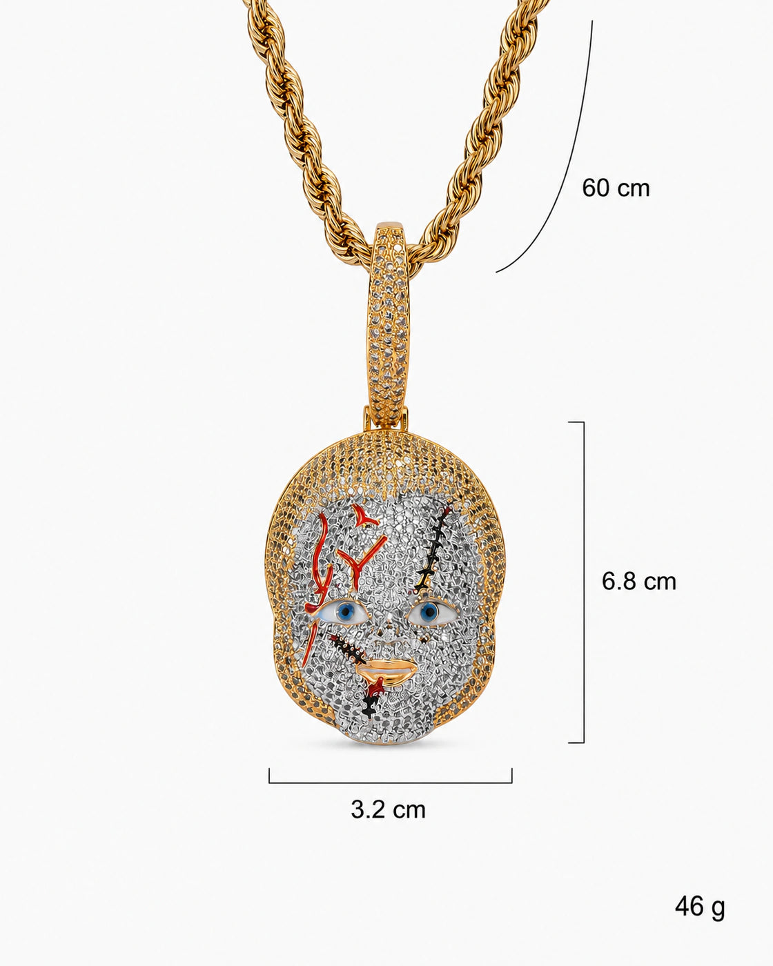 Iced CZ Mask Pendant Necklace