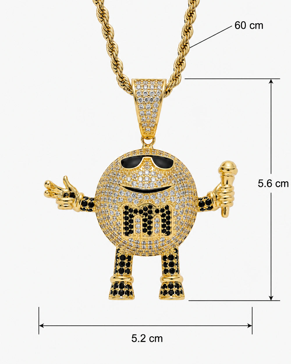 Iced CZ Mic Character Pendant Necklace
