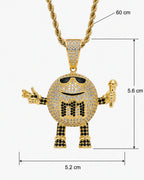 Iced CZ Mic Character Pendant Necklace