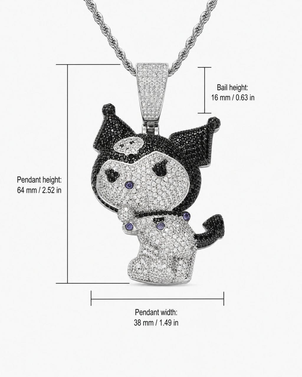 Iced CZ Jester Character Pendant Necklace