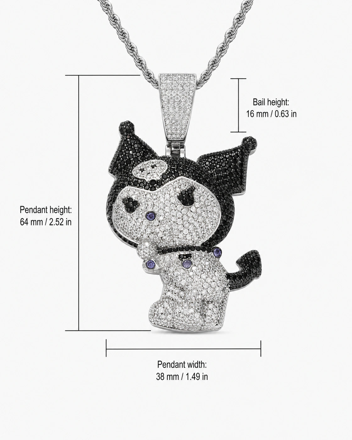 Iced CZ Jester Character Pendant Necklace