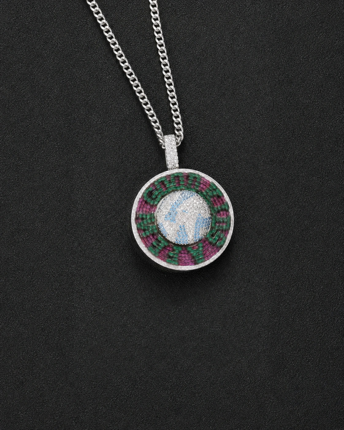 Rotating Globe Micro-Pavé CZ Pendant Necklace