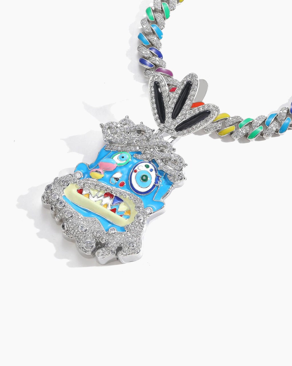 Iced CZ Monster Pendant Necklace – Hip-Hop Streetwear Style
