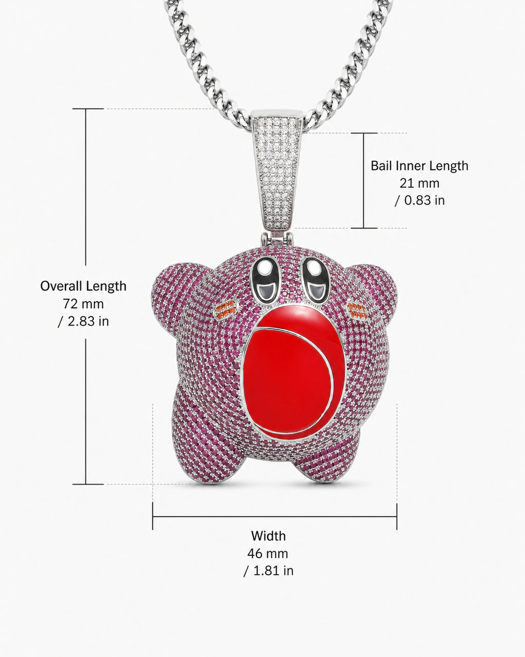 Iced CZ Cartoon Character Pendant Necklace