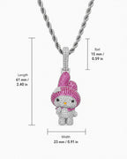 Iced CZ Cartoon Character Pendant Necklace