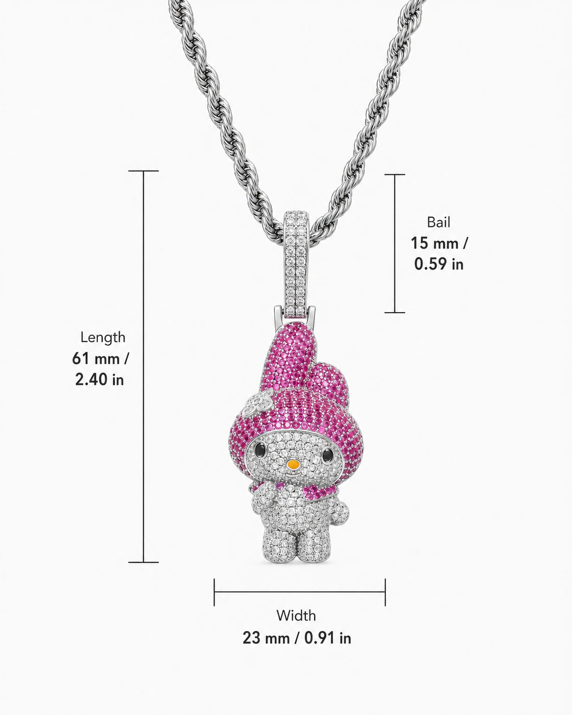 Iced CZ Cartoon Character Pendant Necklace